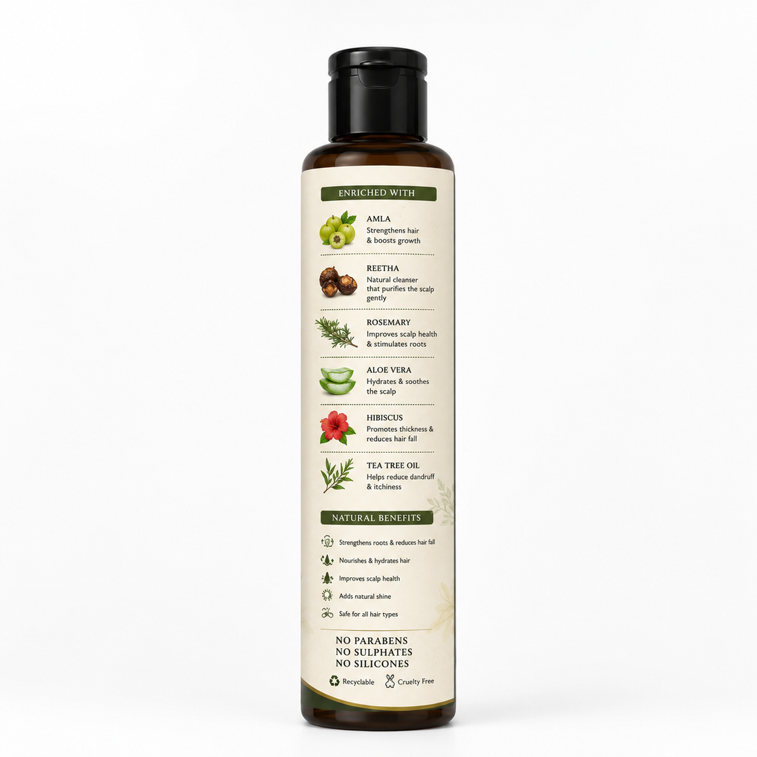 Ořiga Organic Hair Shampoo – Amla, Reetha, Rosemary & Natural Extracts.