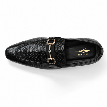 Black Crocodile Horsebit Loafers | Luxury Alligator Leather Slip-On Dress Shoes