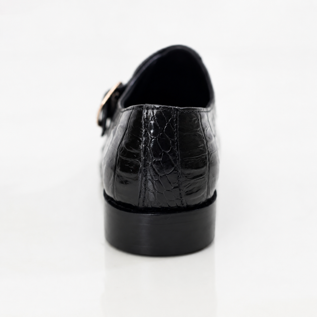 Black Genuine Crocodile Leather Monk Strap Dress Shoes for Men | Luxury Handcrafted Formal Footwear
