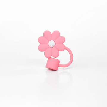 Pink Flower Straw Stopper for Tumbler – Cute Silicone Straw Cover & Drink Cup Accessory