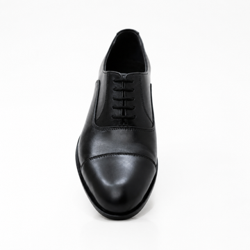 Men’s Black Leather Cap-Toe Derby's Oxford Dress Shoes - Formal Business Footwear