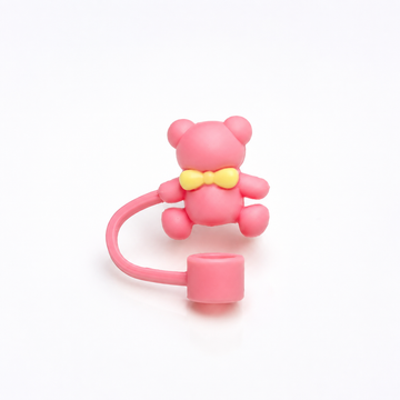 Teddy Bear Straw Stopper for Tumbler – Cute Silicone Straw Cover & Drink Cup Accessory