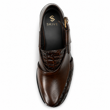 Peshawri Chappal | SKIVE Brown Leather Men's Sandal