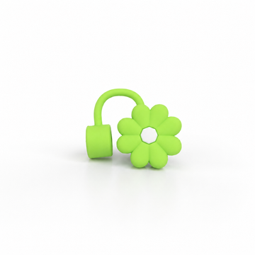 Green Flower Straw Stopper for Tumbler – Cute Silicone Straw Cover & Drink Cup Accessory