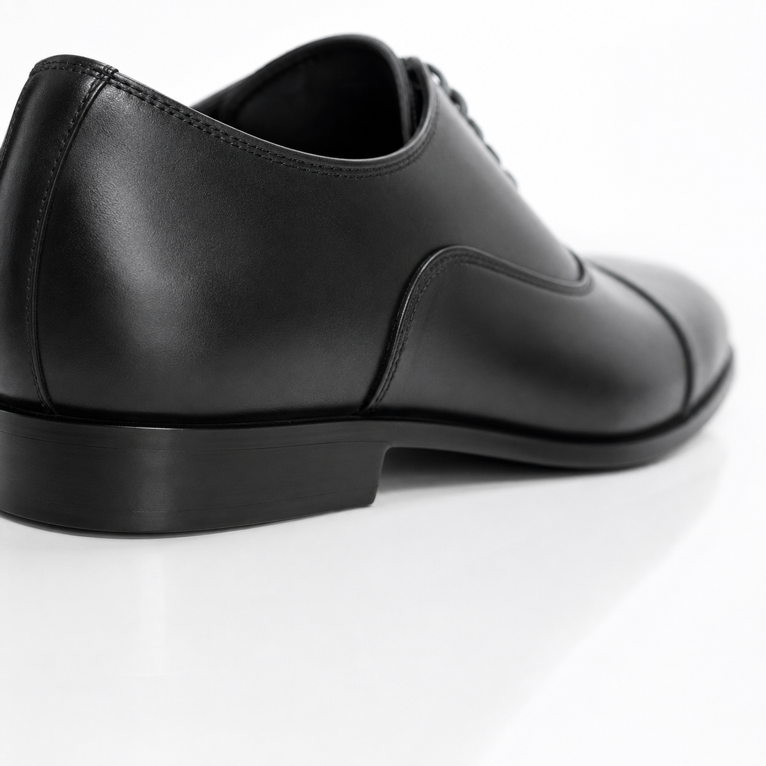 Men’s Black Leather Cap-Toe Derby's Oxford Dress Shoes - Formal Business Footwear